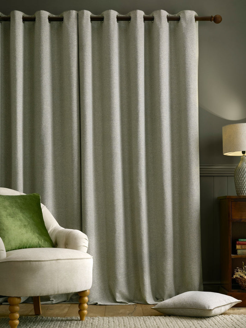 Laura Ashley grey herringbone eyelet curtains 112x137cm (British brand)