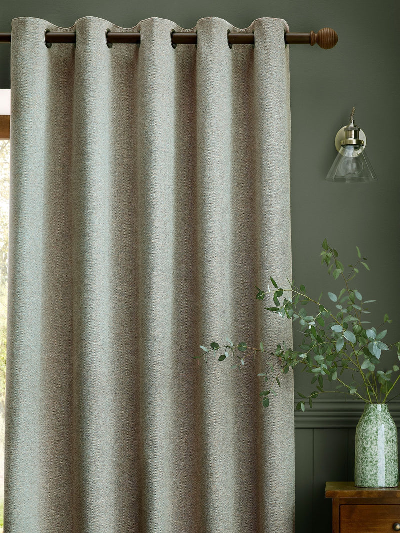 Laura Ashley grey herringbone eyelet curtains 112x137cm (British brand)