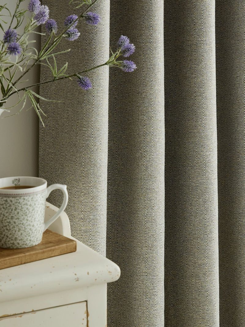Laura Ashley grey herringbone eyelet curtains 112x137cm (British brand)