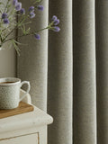 Laura Ashley grey herringbone eyelet curtains 112x137cm (British brand)