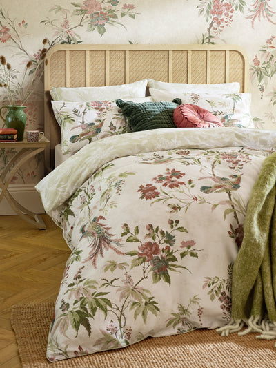 Next Laura Ashley Green Sage Attleton 220 Thread Count Reversible Duvet Cover and Pillowcase Set- Buy online at McGrocer