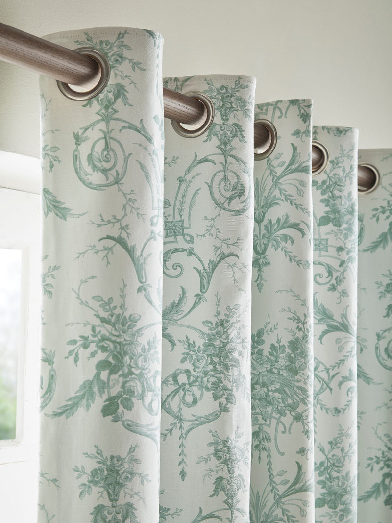 Laura Ashley dark sage Tuileries eyelet curtains, imported from the UK