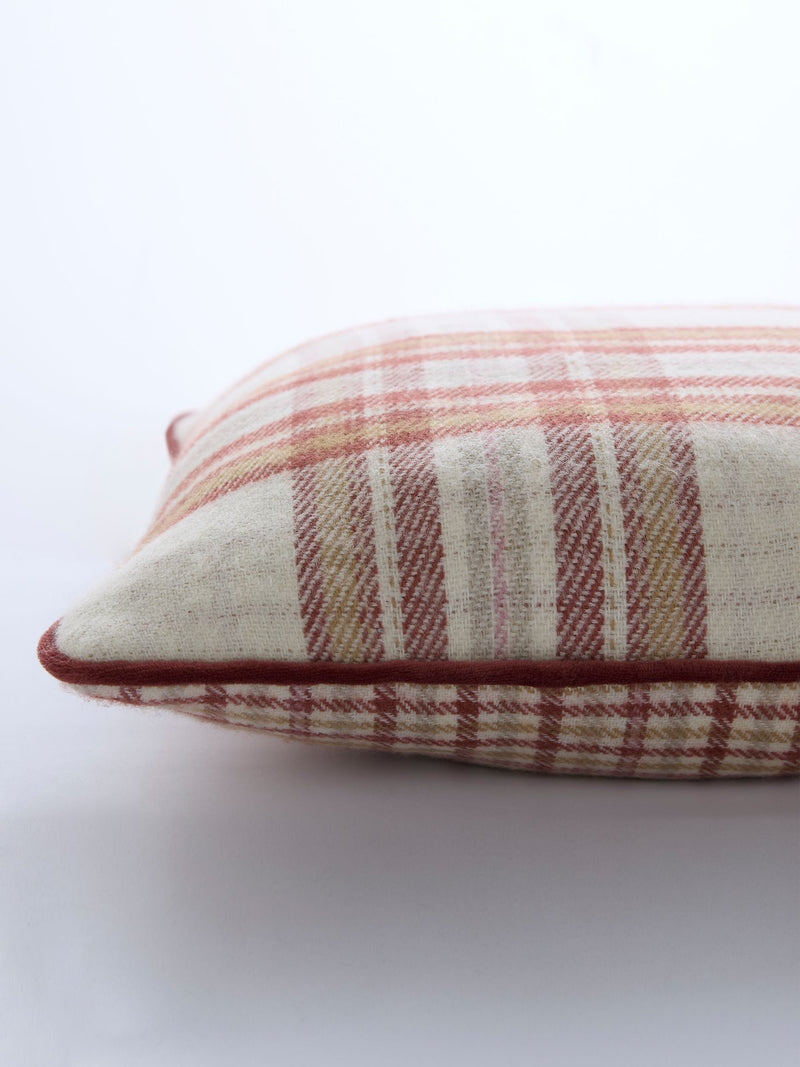 Laura Ashley Orange Russet Padbury Check cushion - British product