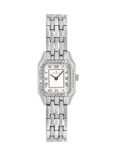 Next Ladies Silver Plated Stone Set Square Watch with Roman Numeral Dial and Bracelet- Buy online at McGrocer