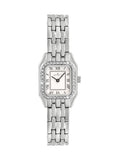 Ladies Silver Plated Stone Set Square Watch with Roman Numeral Dial and Bracelet