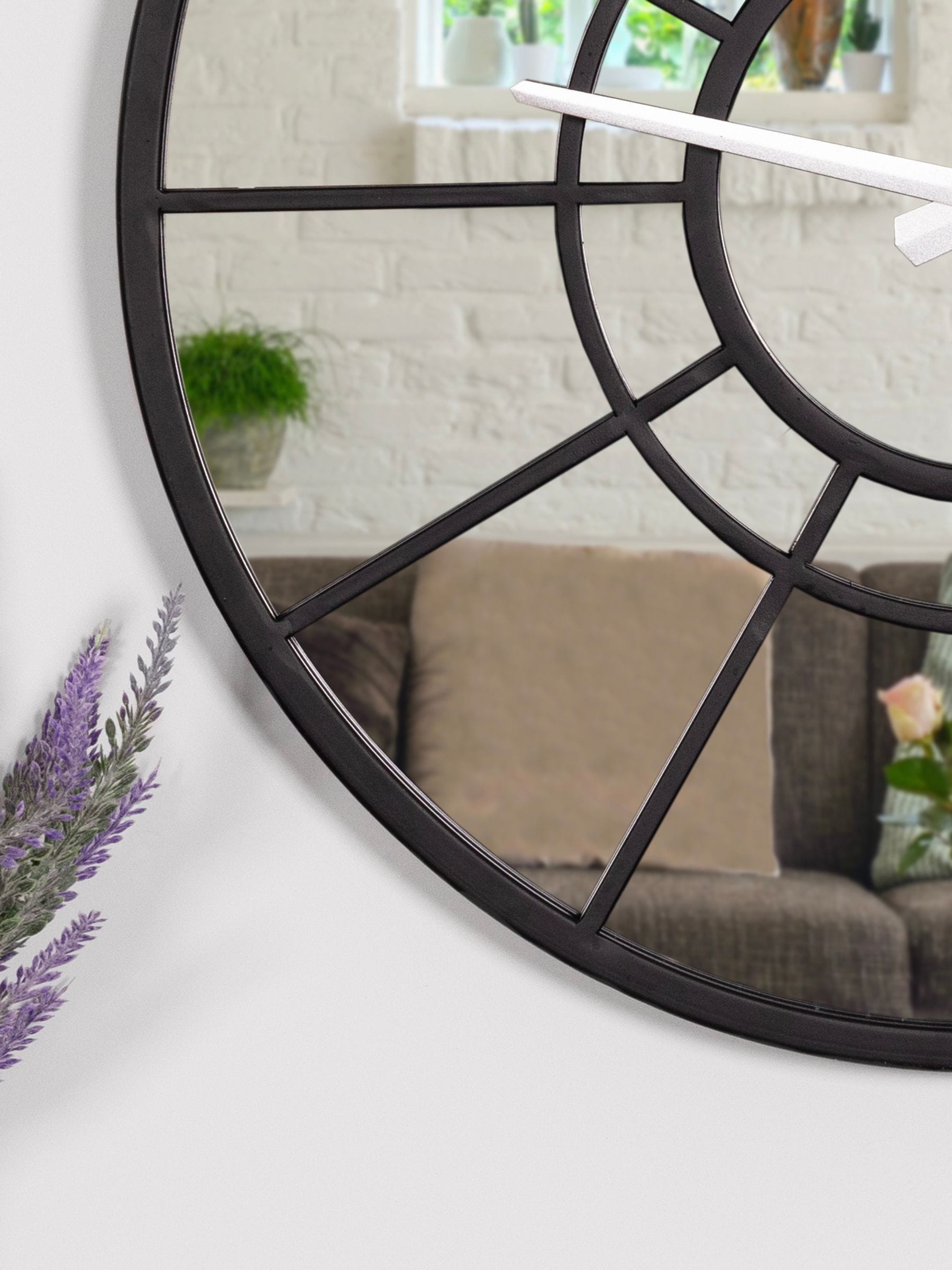 Charles Bentley Black Buttermere garden mirrored wall clock ONE - British product