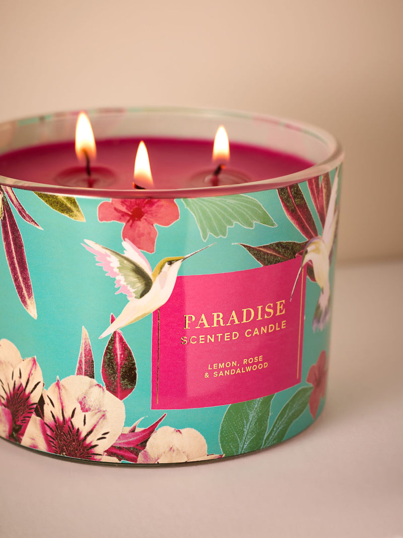Just Pink Paradise 3 wick candle with exotic fragrance, UK version