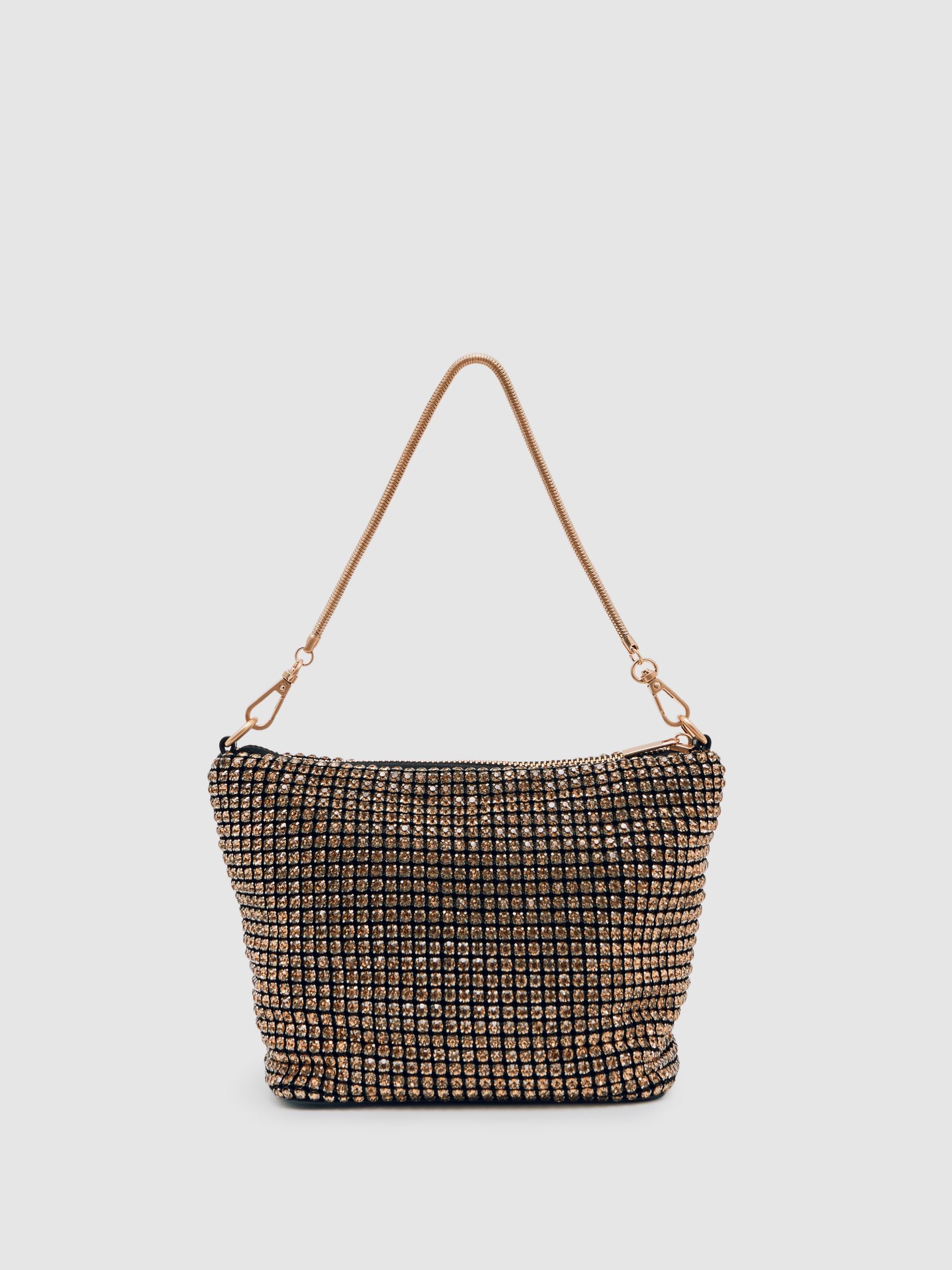 Reiss gold Leah crystal bracelet pouch bag, UK version