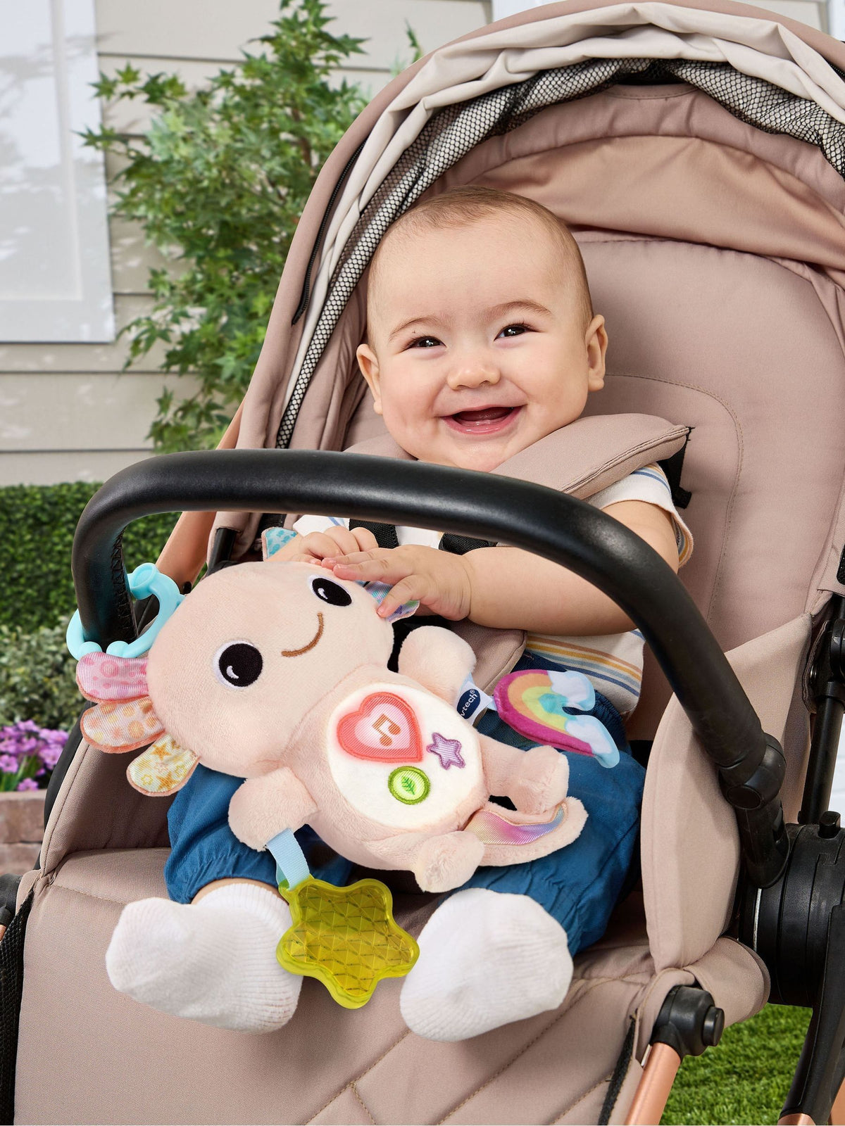 V-Tech Rainbow Lights Axolotl soft toy for babies, UK version