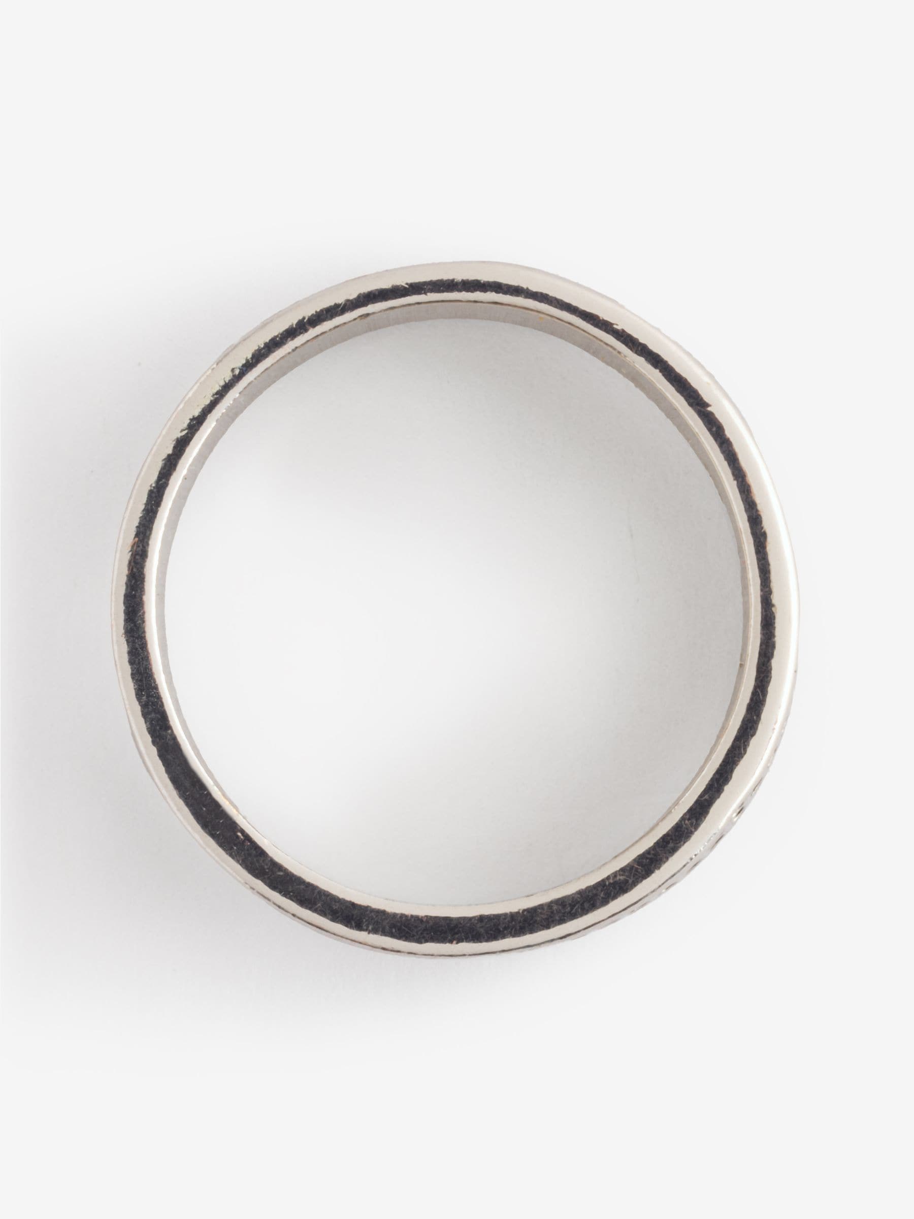 Silver tone checker band ring, UK version