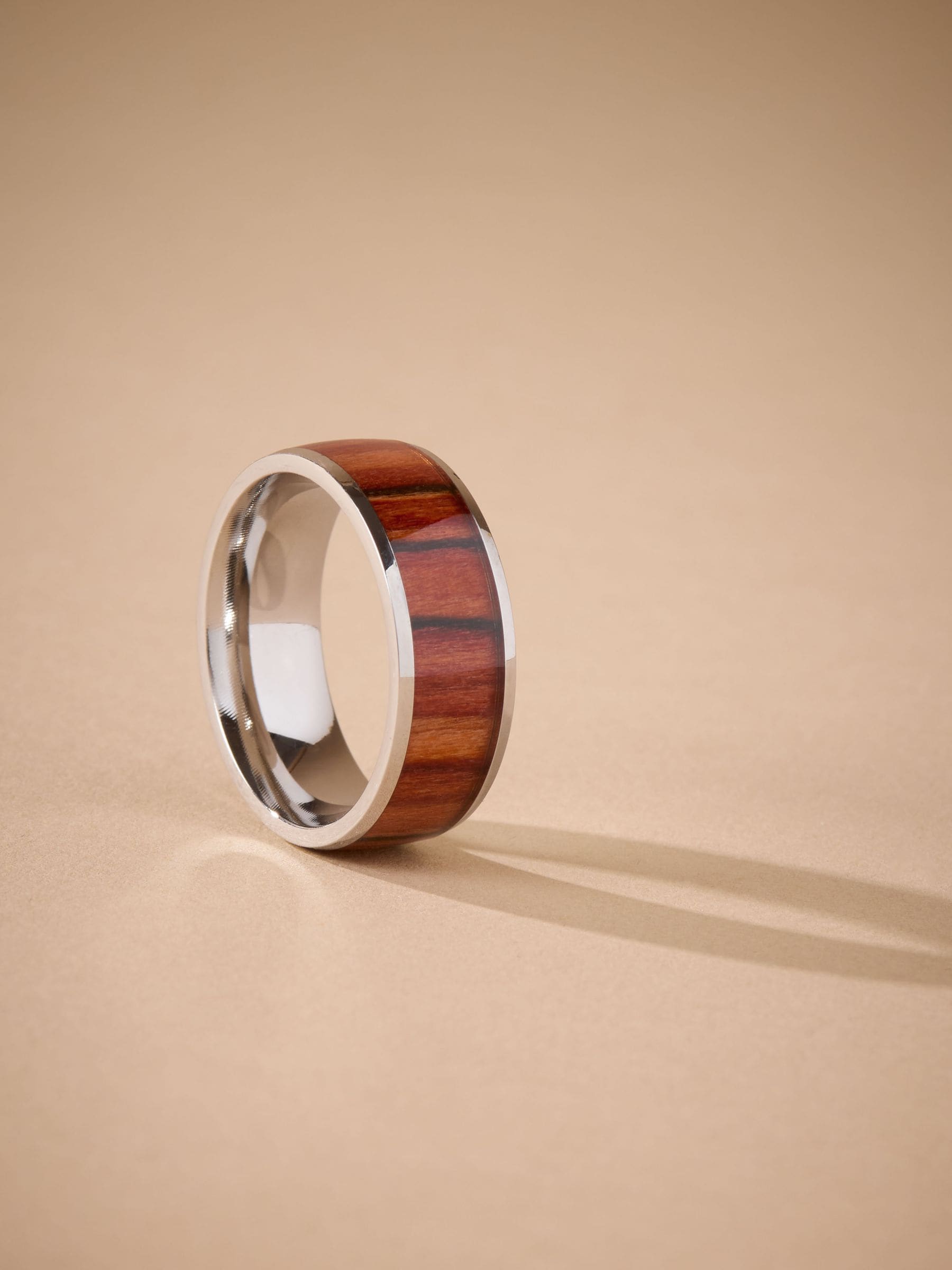 Silver Tone Stainless Steel Band Detail Ring