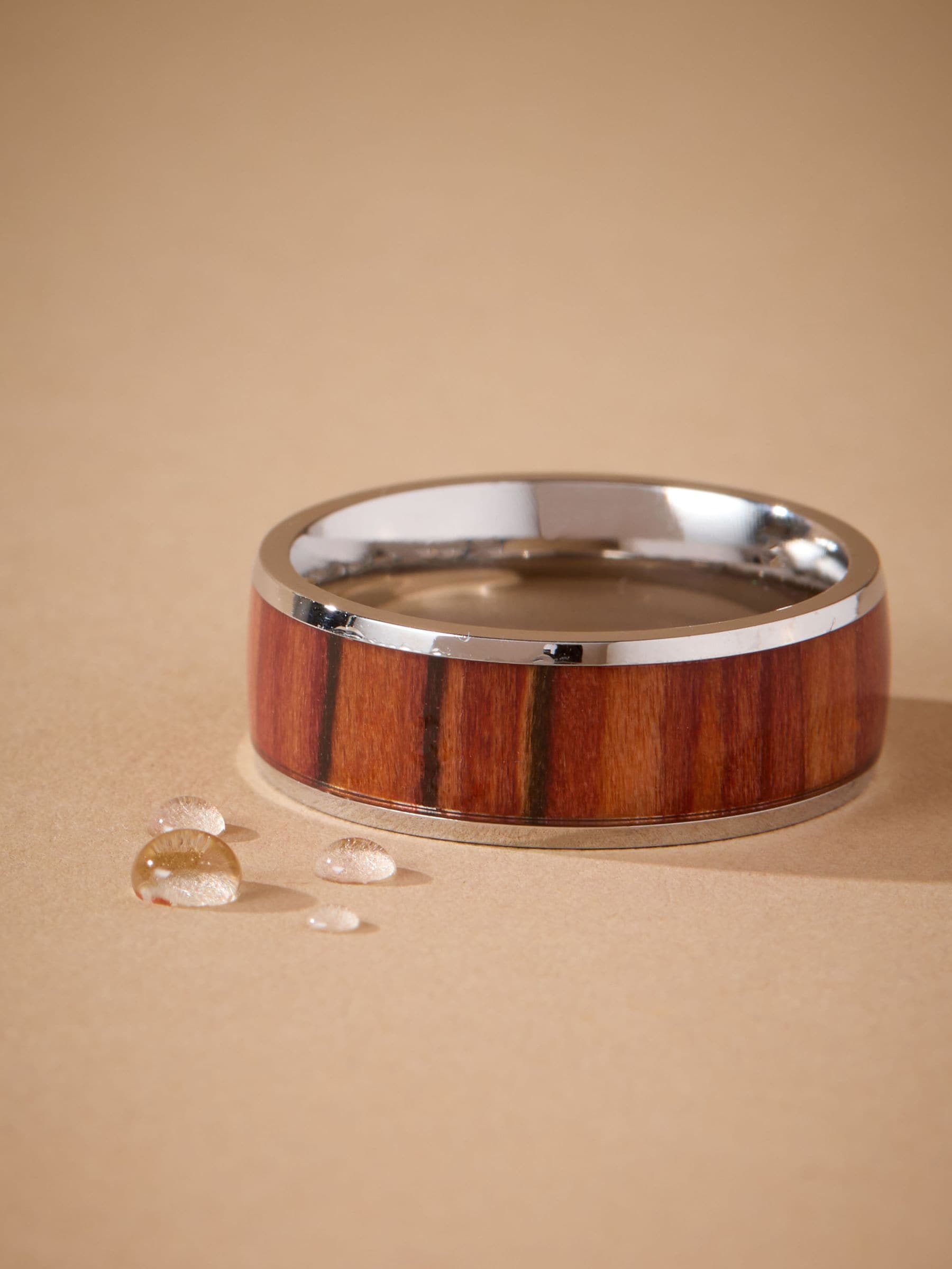 Silver Tone Stainless Steel Band Detail Ring