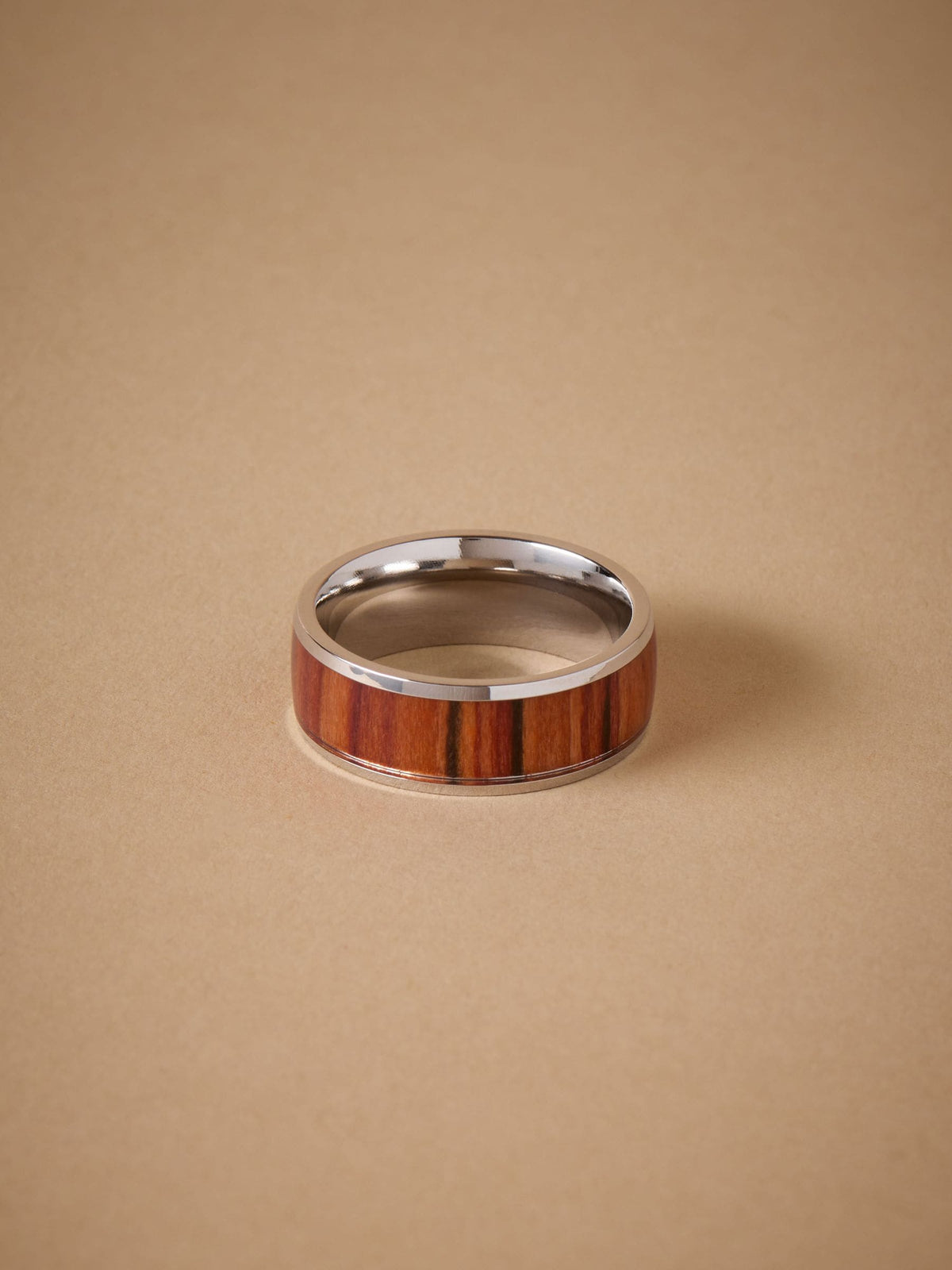 Silver Tone Stainless Steel Band Detail Ring