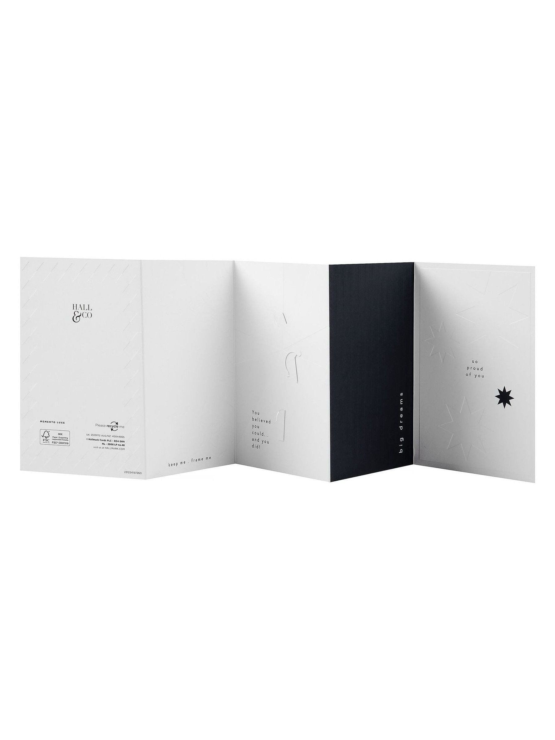 Hallmark Memento Luxe congratulations card black white gold design, UK version
