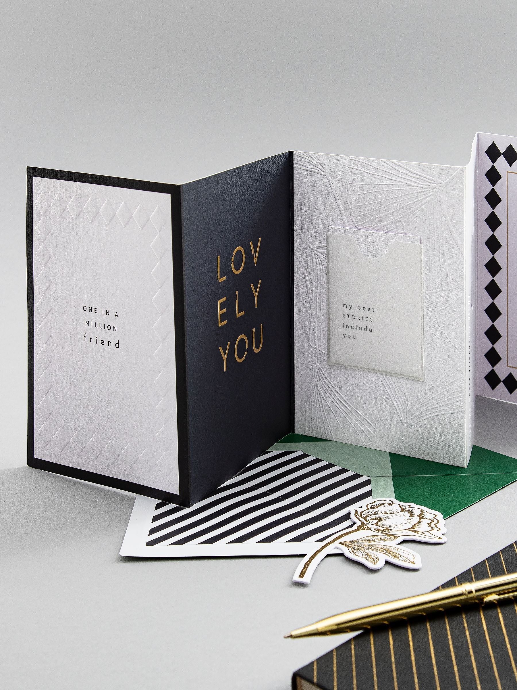 Hallmark Black White Gold Thank You Card Me Luxe 17.3cm x 11.9cm, UK version