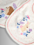 JoJo Maman Bébé cream hedgehog and bunny bibs 2-pack, UK version