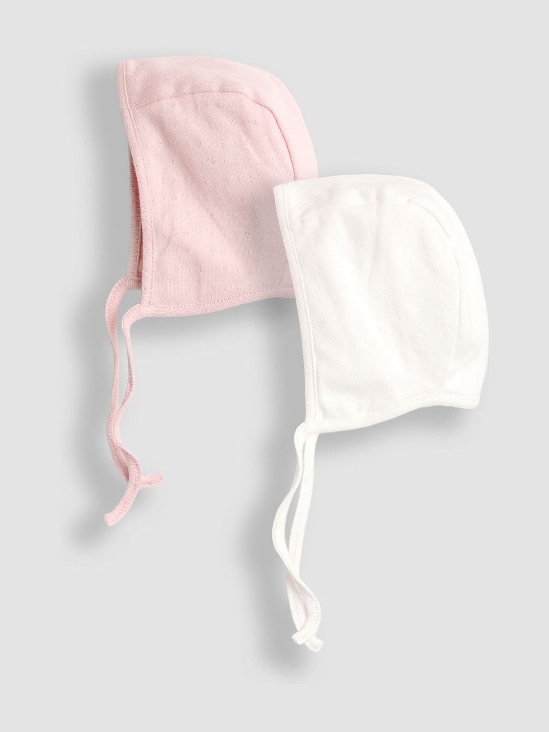 JoJo Maman Bébé pink pointelle bonnets 2-pack, UK version