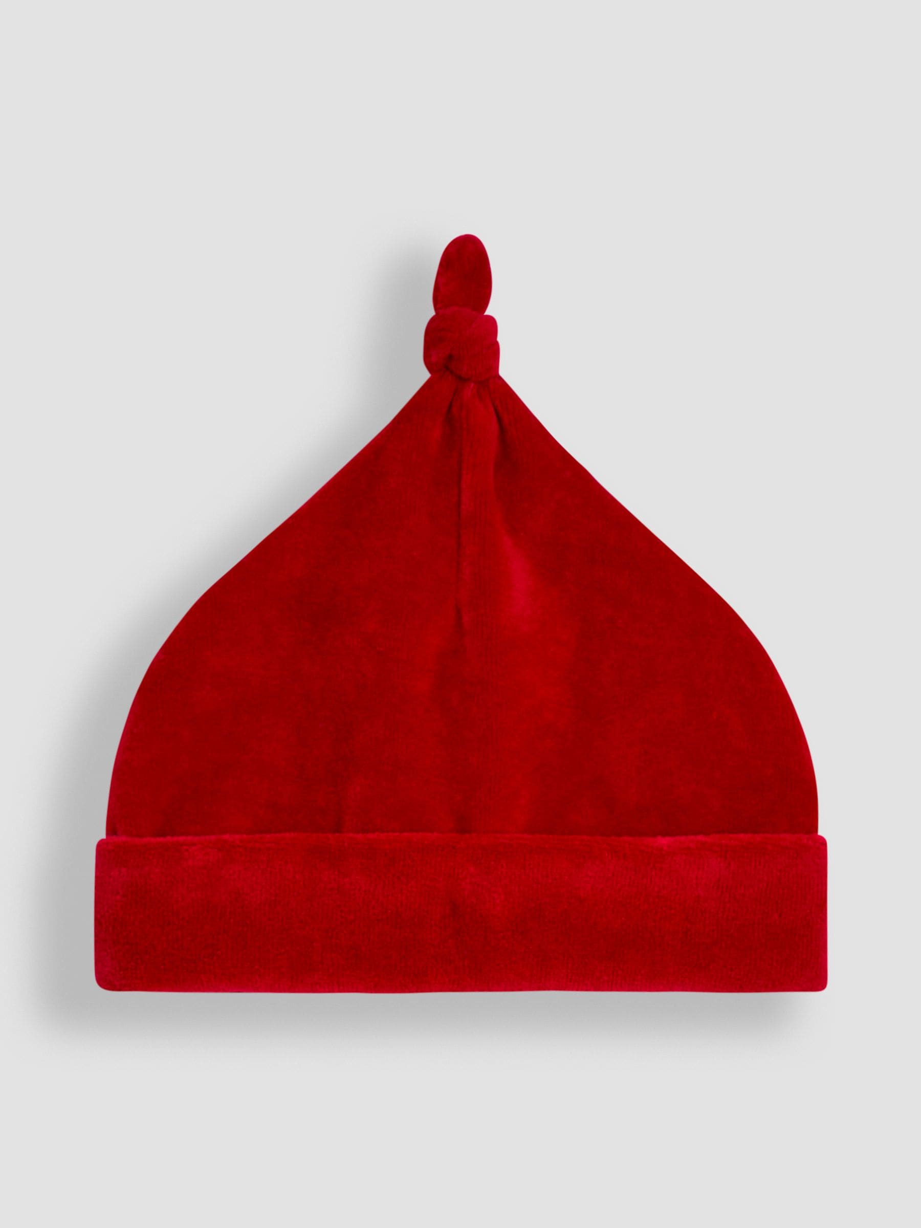 JoJo Maman Bébé red Peter Rabbit My First Christmas velour hat (British brand)