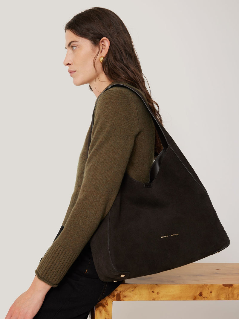 Jigsaw Brown Suede Womens Leather Slouch Bag
