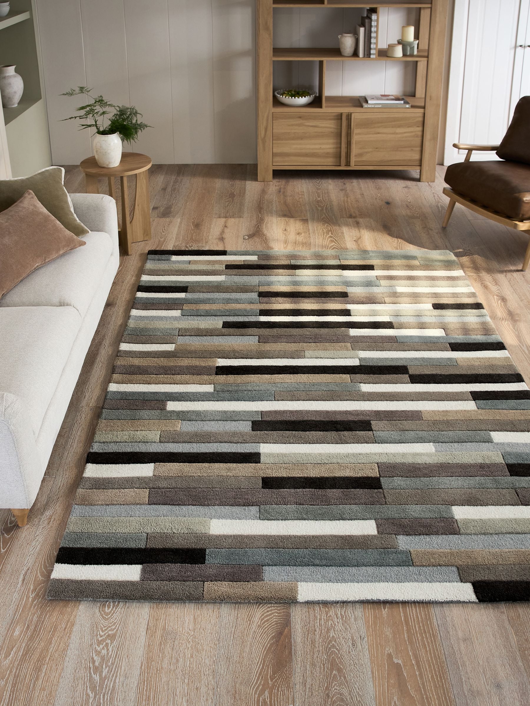 Greige Rio Broken Stripes Wool Rug