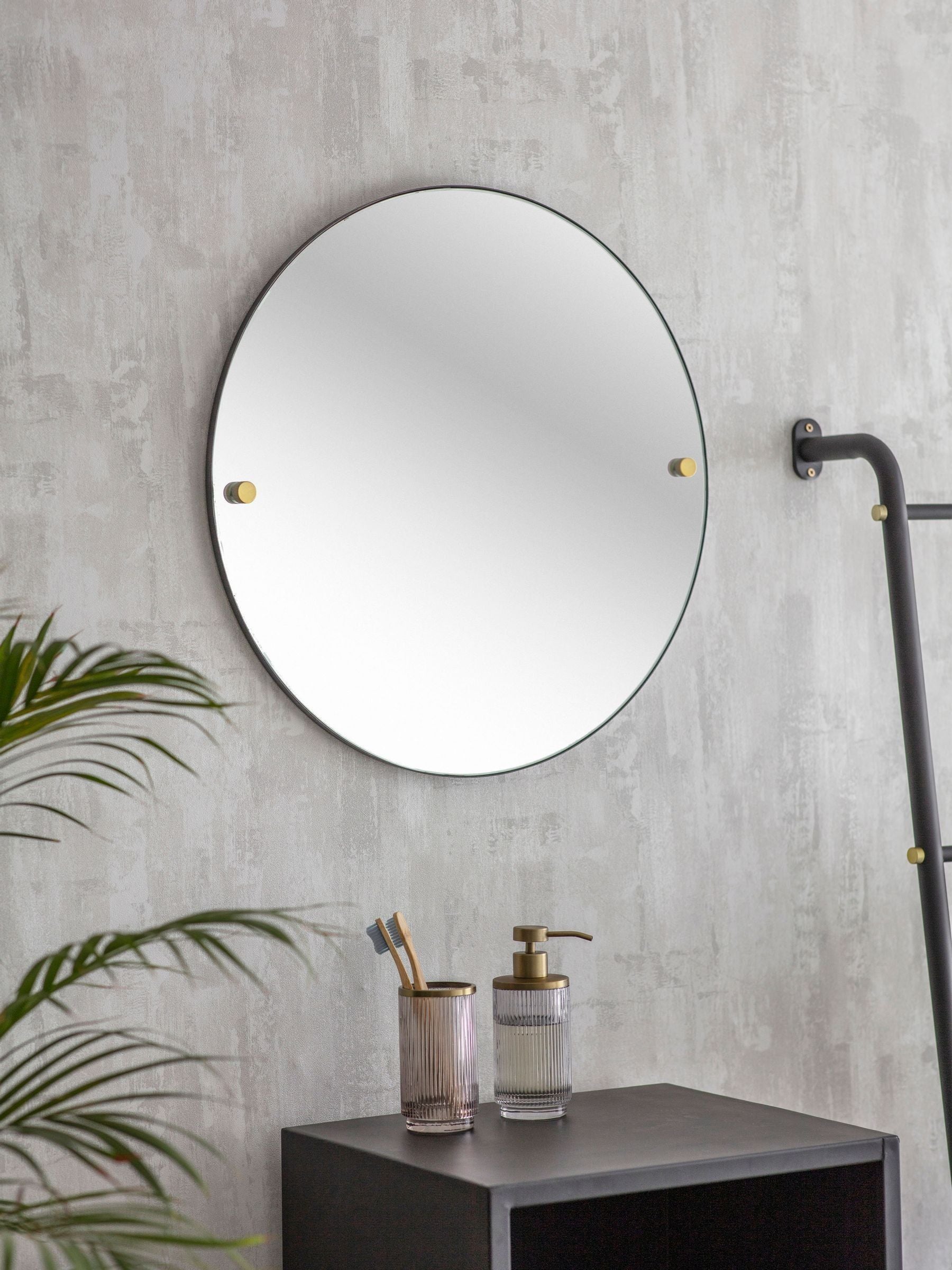 Garden Trading black Adelphi round wall mirror 55cm, UK version