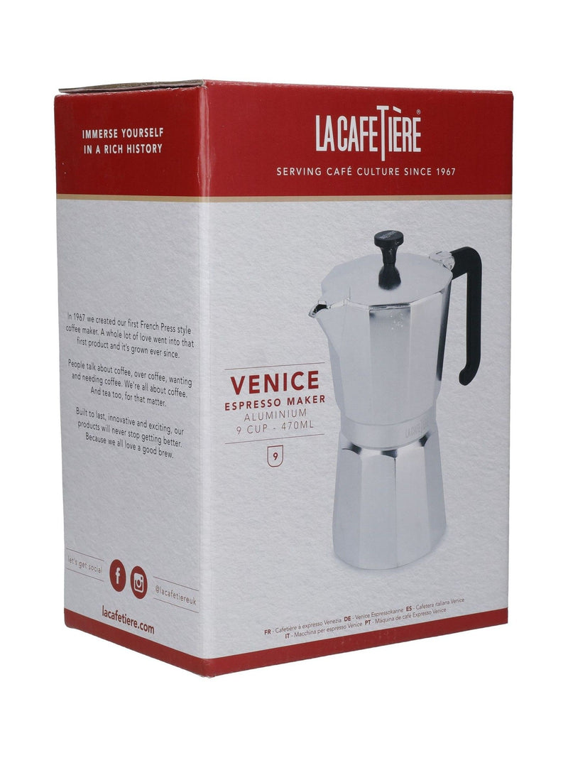 La Cafetiere silver 9-cup moka pot 470ml (British brand)