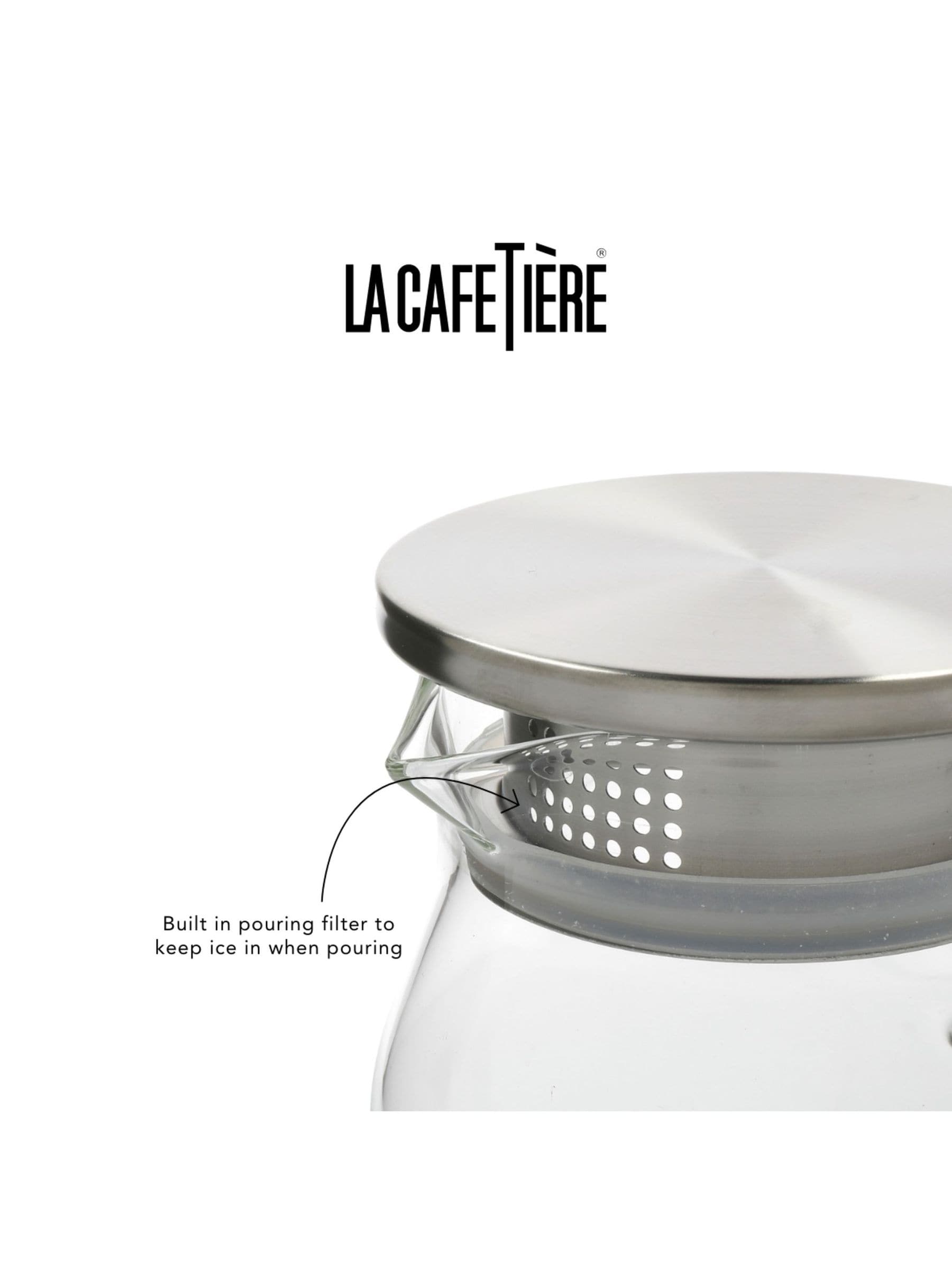 La Cafetiere clear heat-resistant glass carafe with lid and filter (British brand)