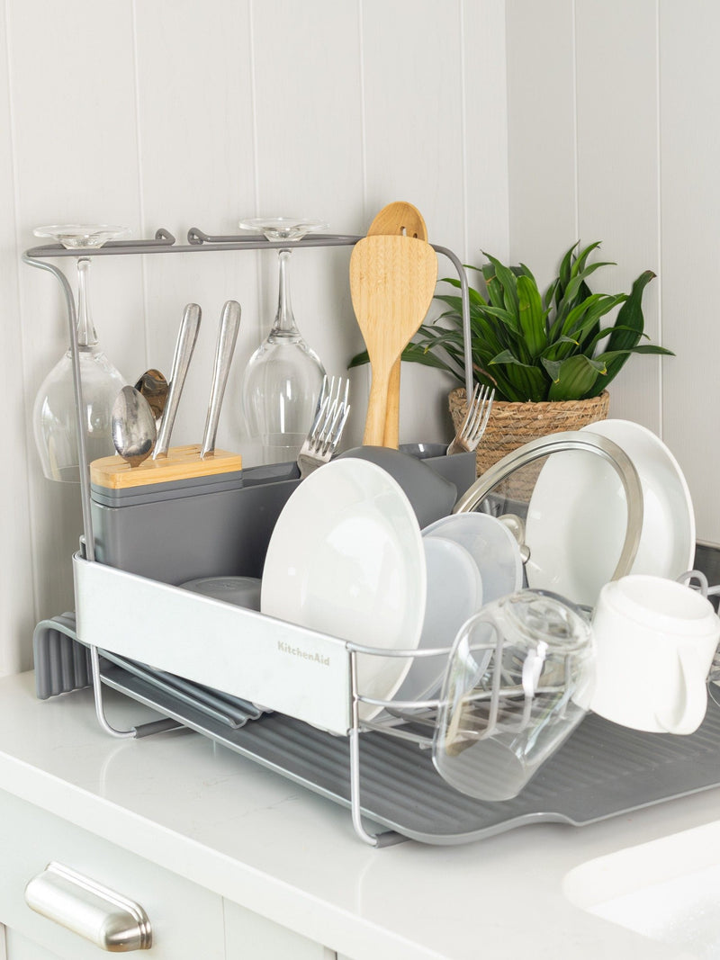 KitchenAid expandable dish drying rack glassware holder charcoal grey (British brand)