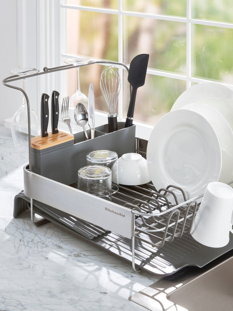 KitchenAid expandable dish drying rack glassware holder charcoal grey (British brand)