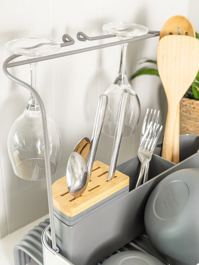 KitchenAid expandable dish drying rack glassware holder charcoal grey (British brand)