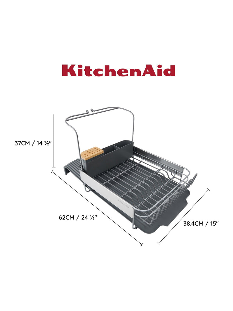 KitchenAid expandable dish drying rack glassware holder charcoal grey (British brand)
