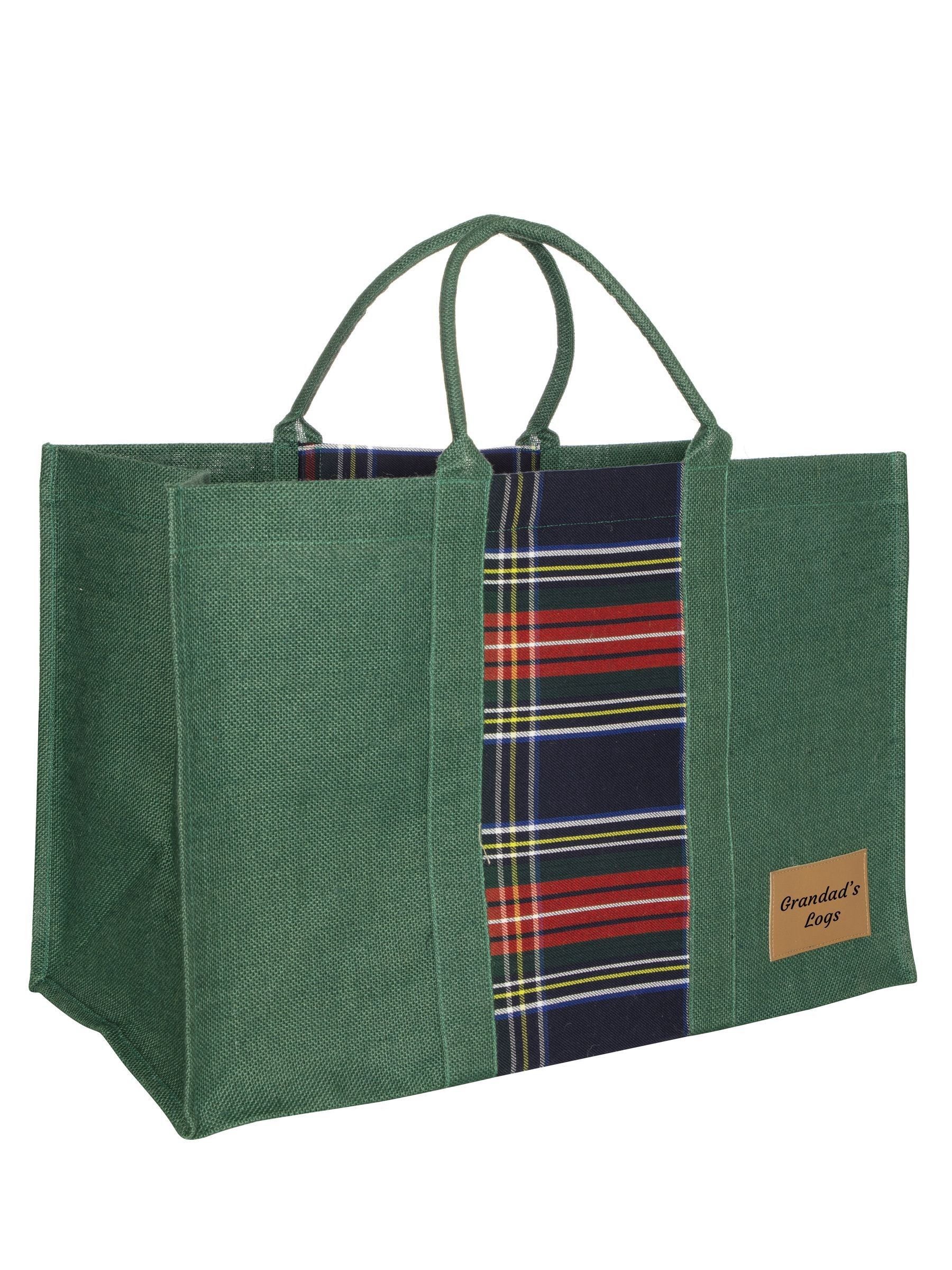 Dibor personalised tartan jute log bag, imported from the UK