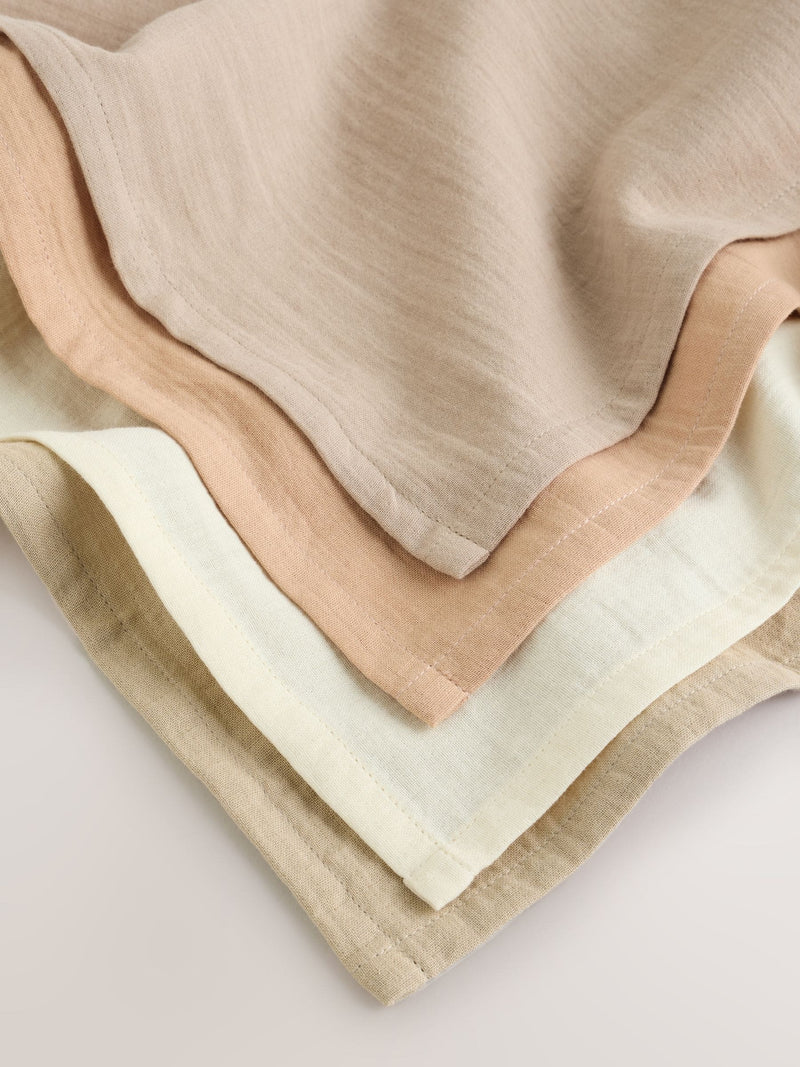 Neutral cotton baby muslin cloths 4 pack, UK version