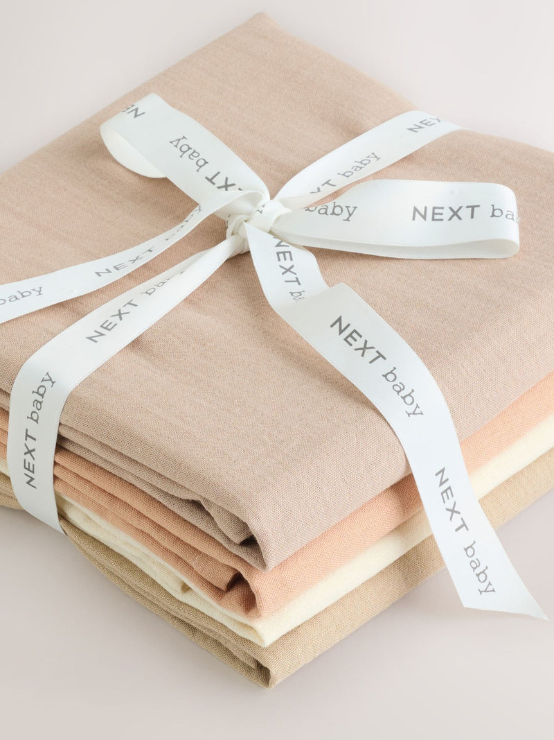 Neutral cotton baby muslin cloths 4 pack, UK version