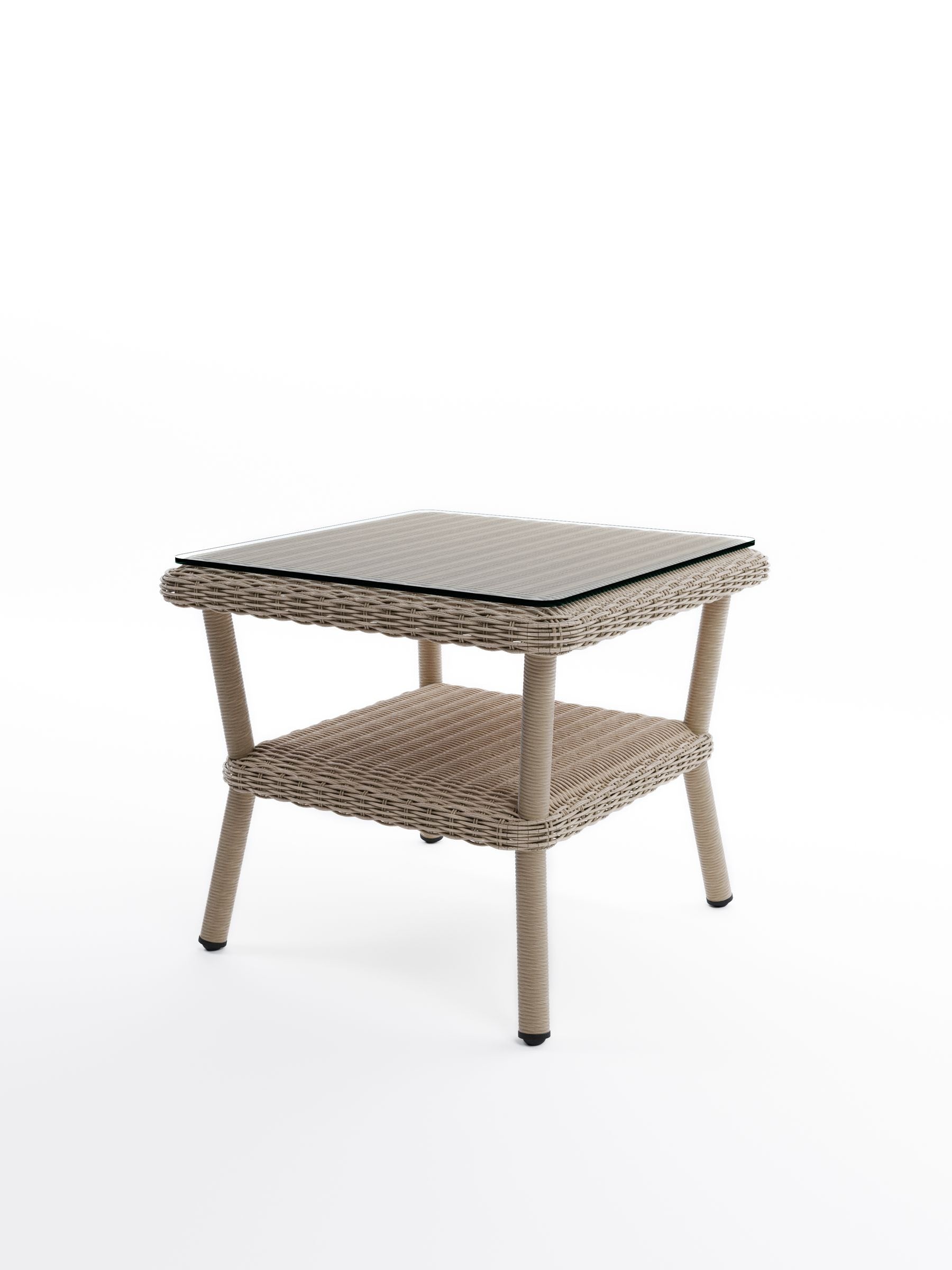 Laura Ashley Natural Carrdale garden rattan side table 50x50cm (British brand)
