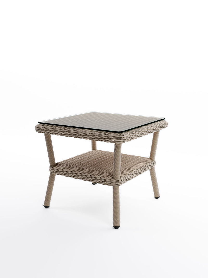 Laura Ashley Natural Carrdale garden rattan side table 50x50cm (British brand)
