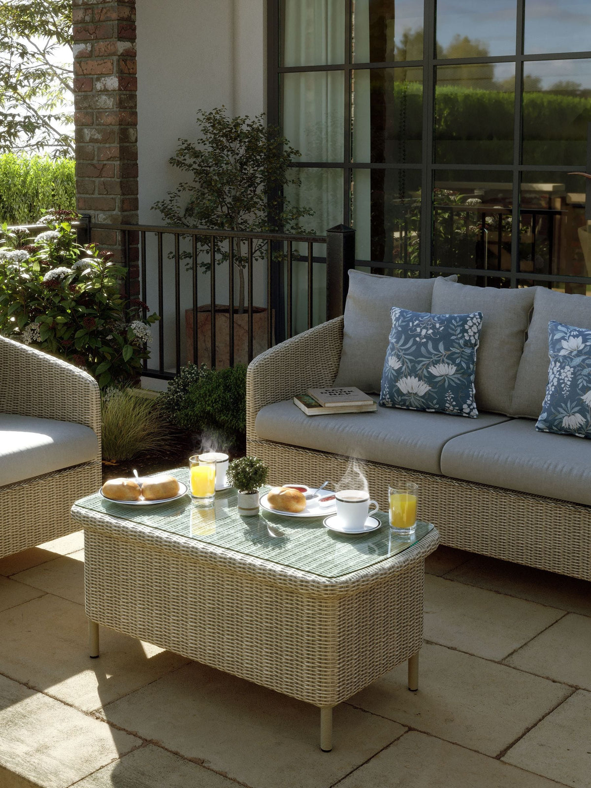 Laura Ashley cream Arley Garden rattan coffee table (British brand)