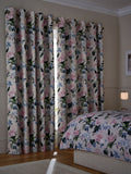 Pink floral blackout thermal eyelet curtains (British brand)