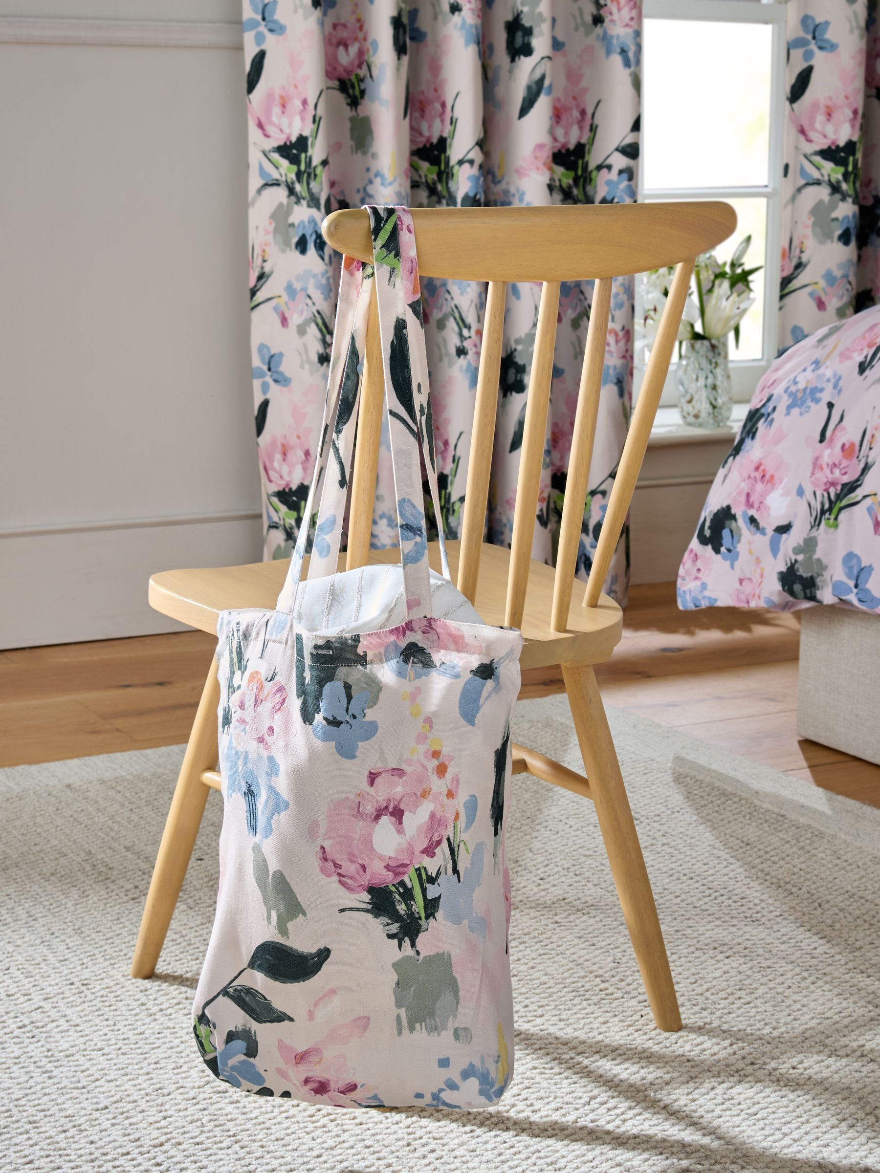 Pink floral blackout thermal eyelet curtains (British brand)
