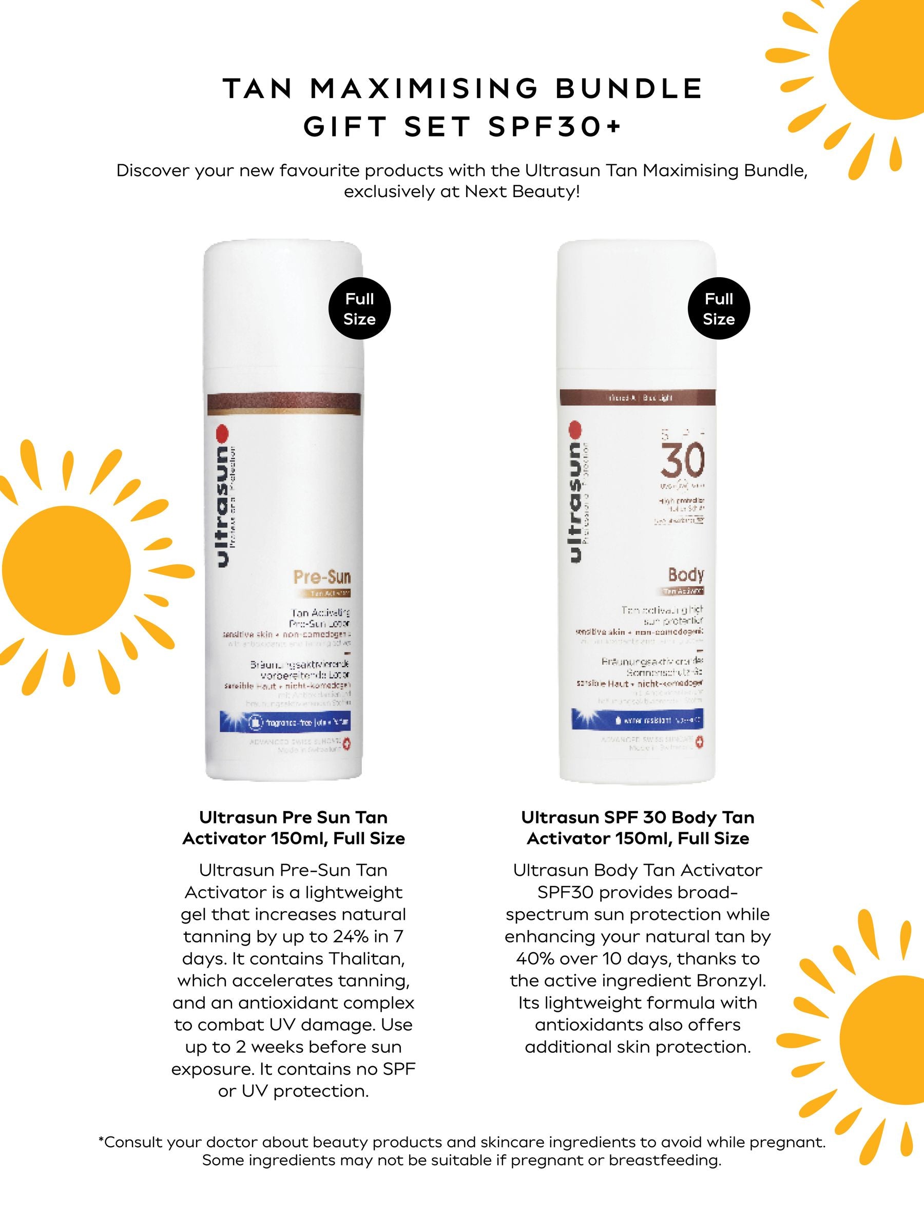 Ultrasun SPF 30 tan activator bundle 150ml (British brand)