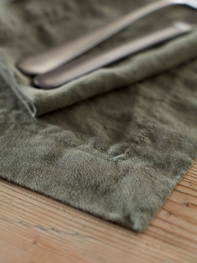Secret Linen Store olive green linen placemat 35x50cm (British brand)