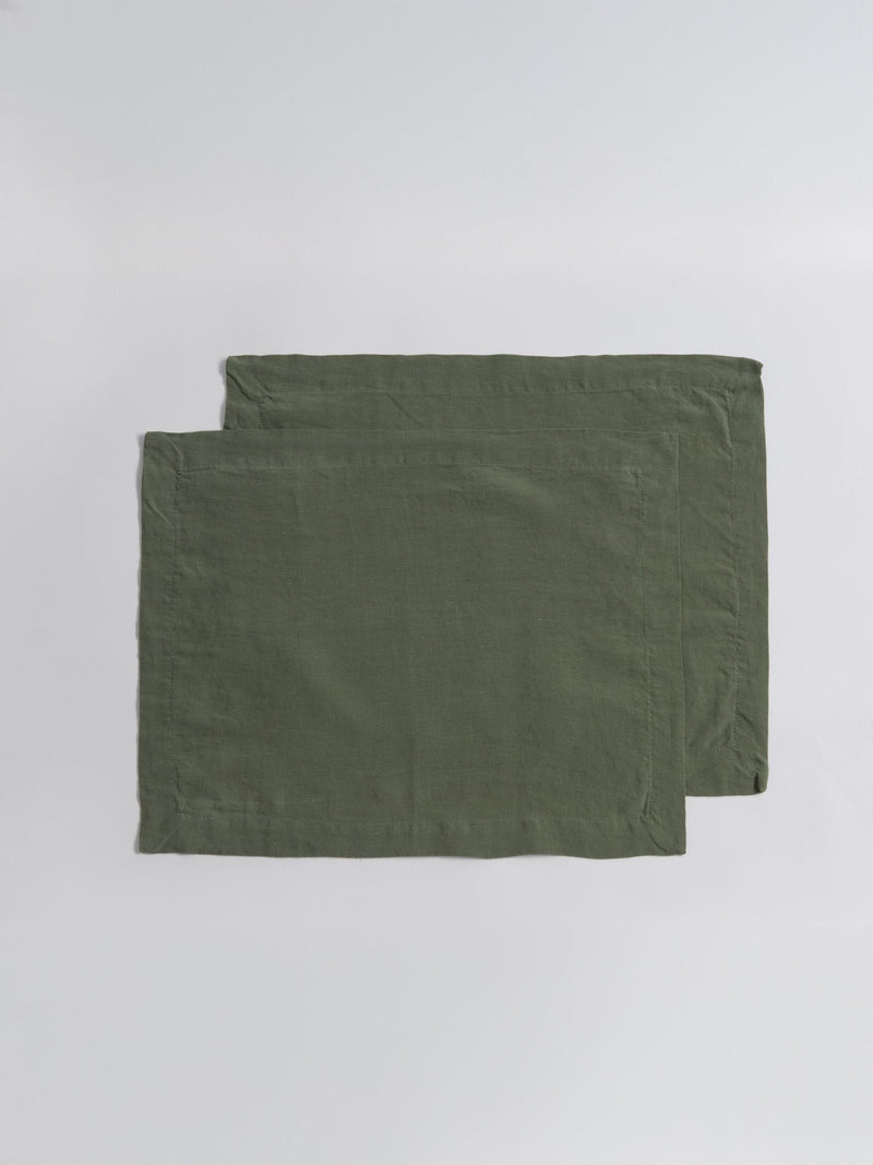 Secret Linen Store olive green linen placemat 35x50cm (British brand)
