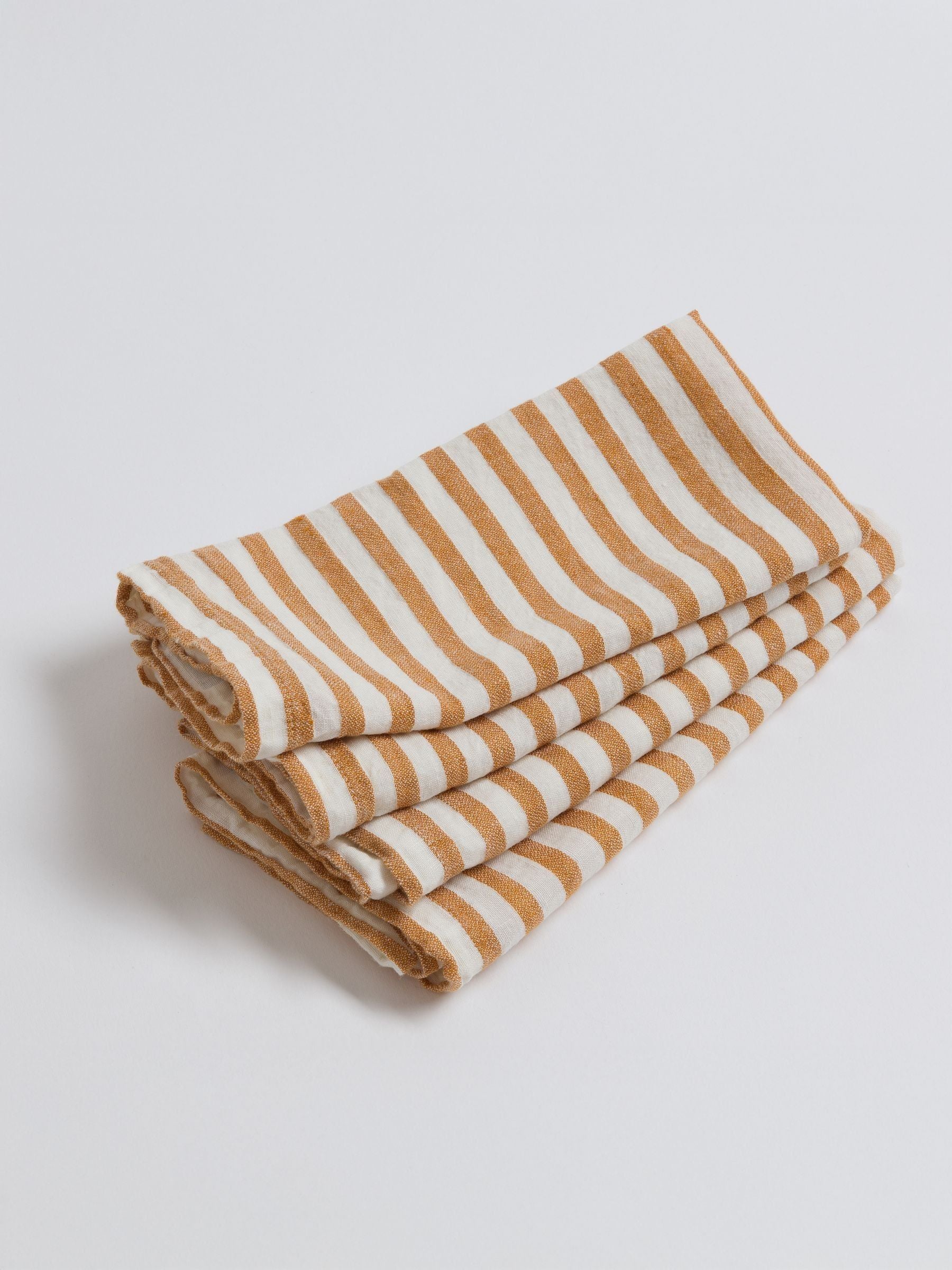 Secret Linen Store Amber Mid Stripe 100% Linen Napkins