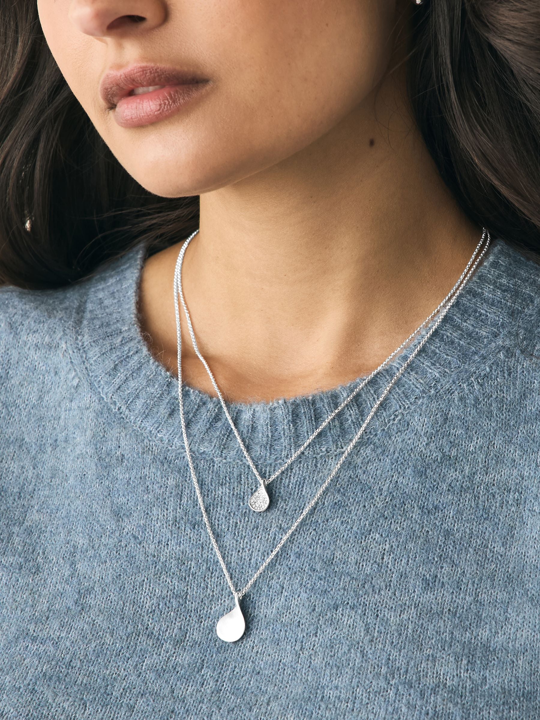 Gold Tone Sparkle Petal Layered Necklace