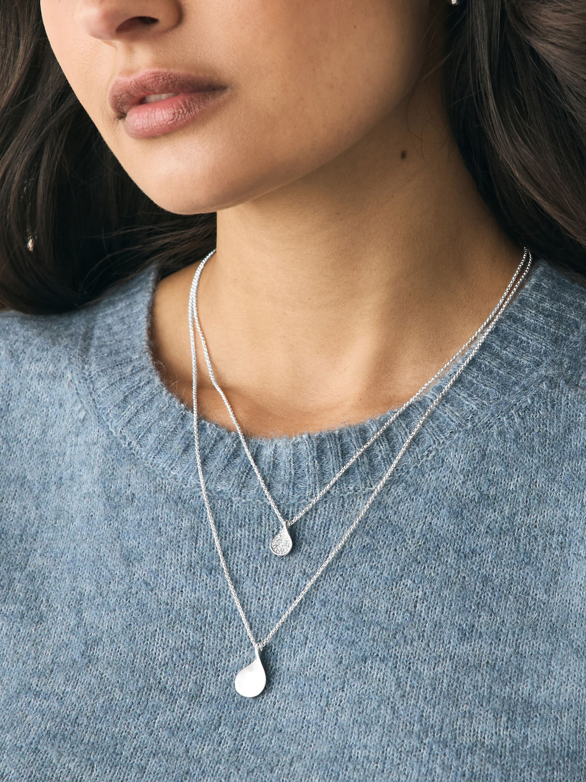 Gold Tone Sparkle Petal Layered Necklace