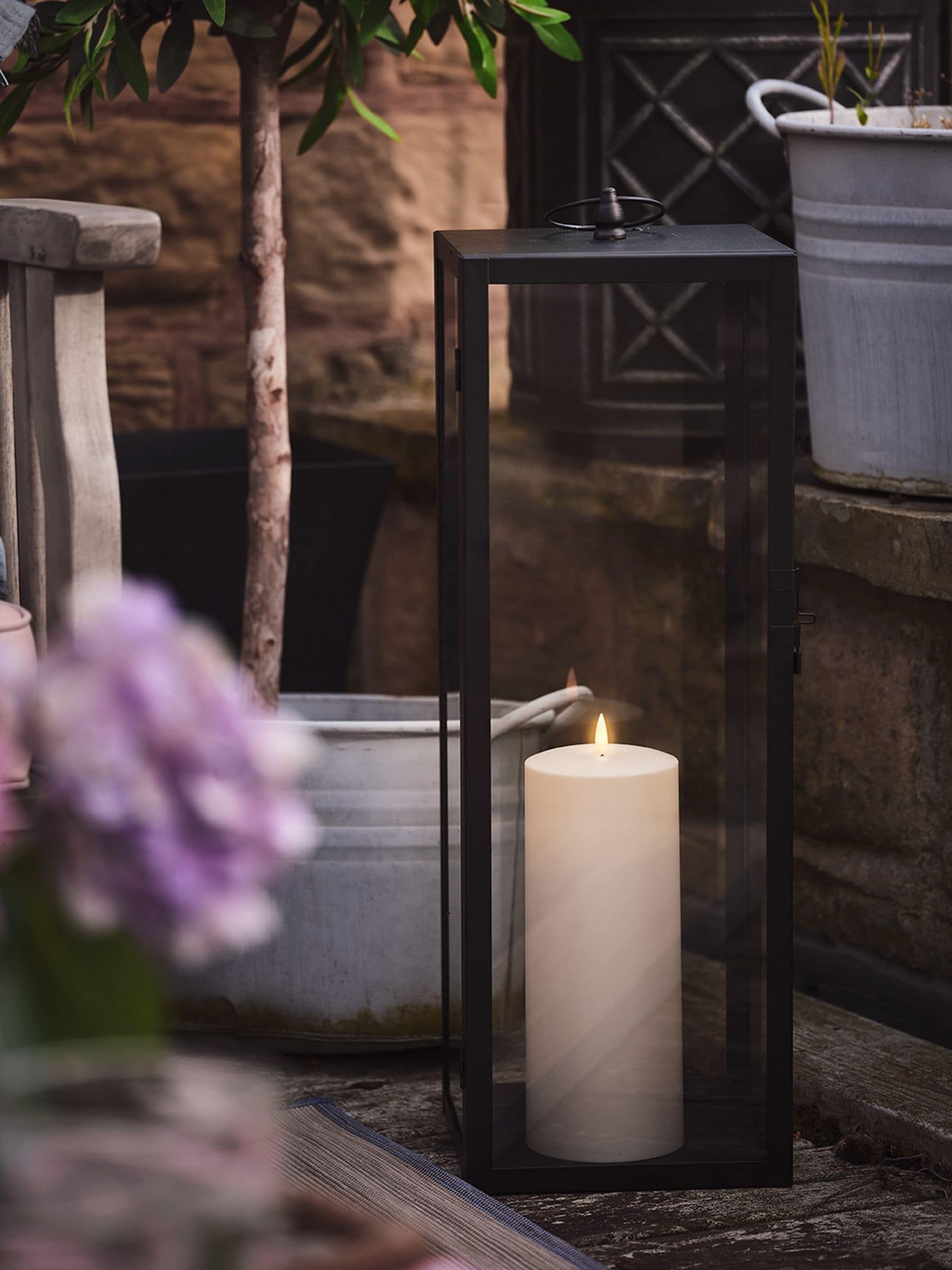 Lights4fun Bowen Black extra large garden lantern (British brand)