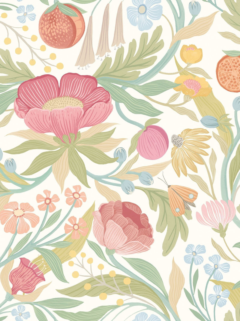Ohpopsi wallpaper sample Blossom Sage Clementine (British brand)
