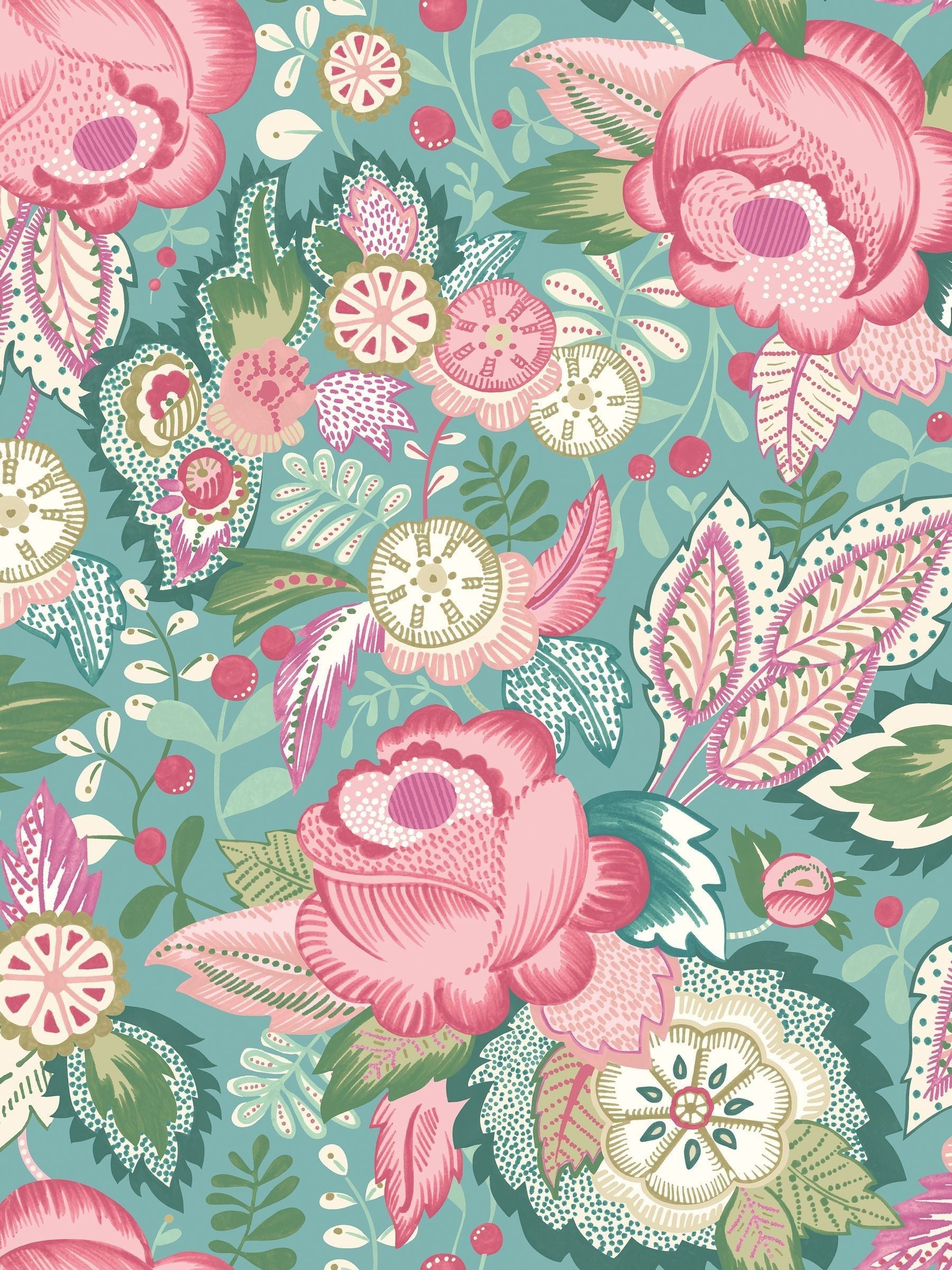 Ohpopsi Rose Seafoam Emily Rose wallpaper sample, imported from the UK