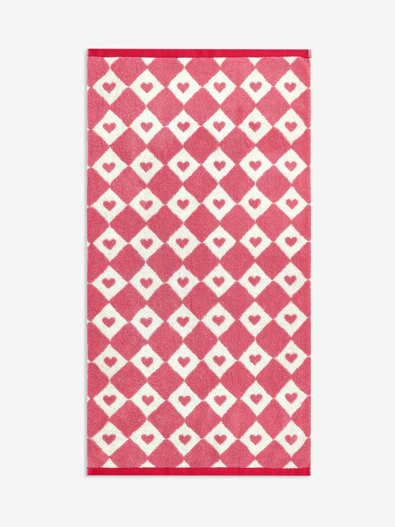 Pink heart towel 100% cotton, imported from the UK