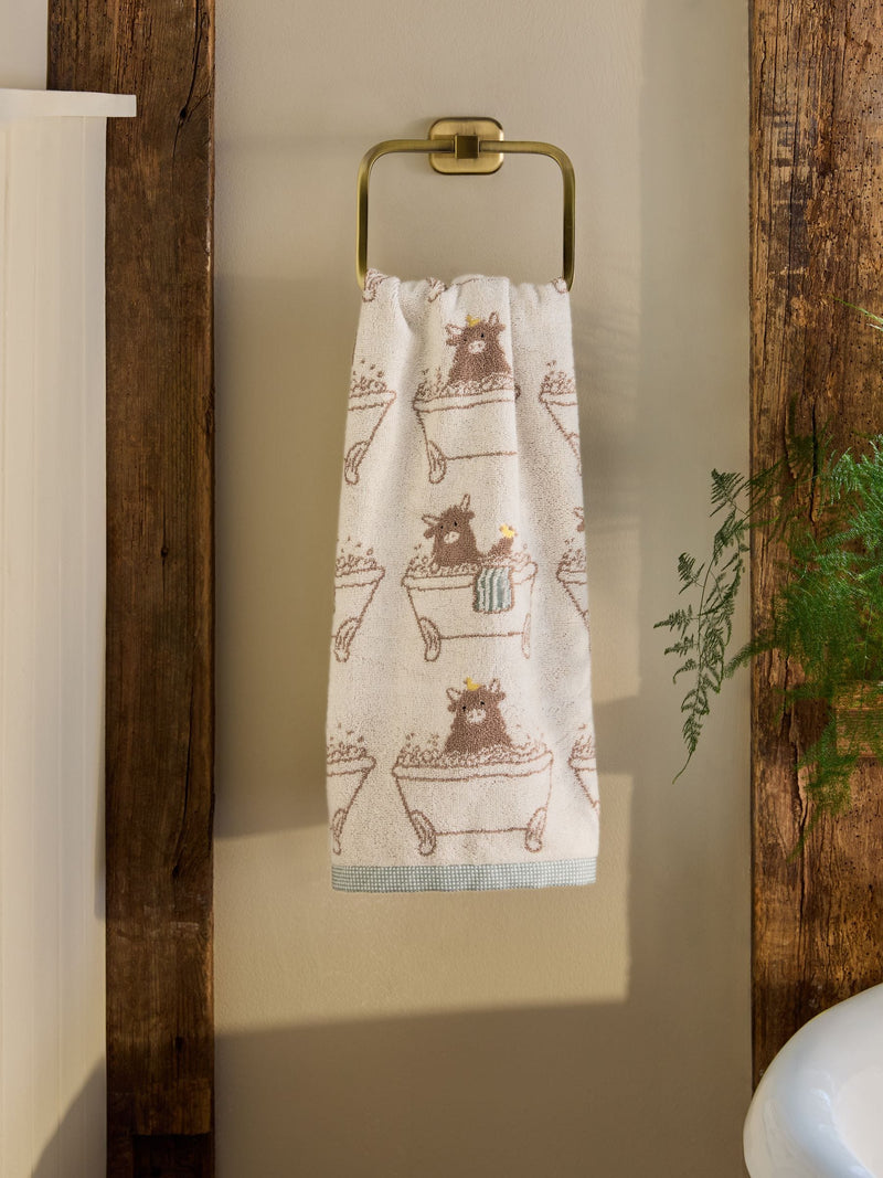 Natural Hamish the Highland Cow towel 100% cotton - British product